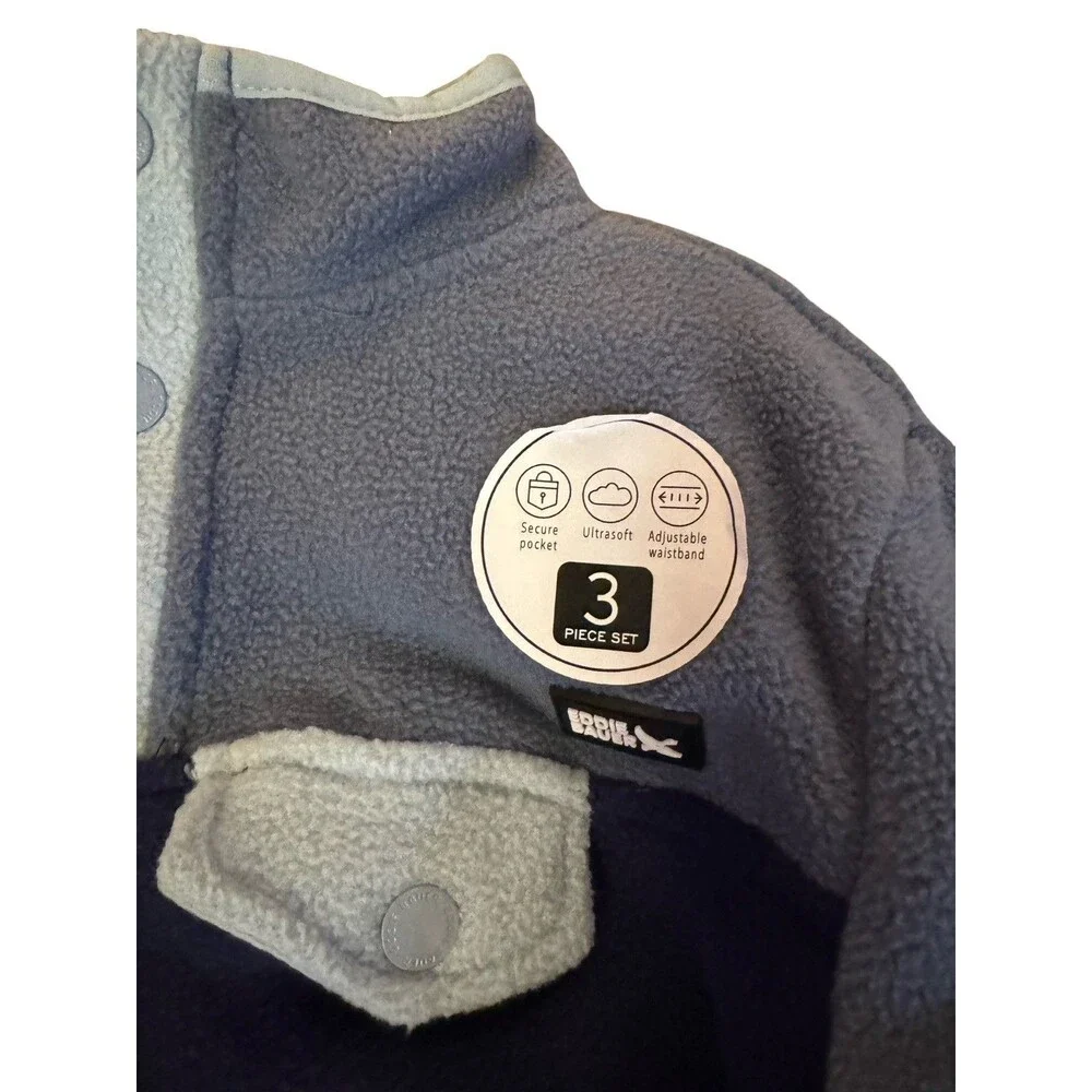 NWT Eddie Bauer 3 Piece Set Boys Size 6 Jacket, Pants And Tshirt Coastal‎ Blue